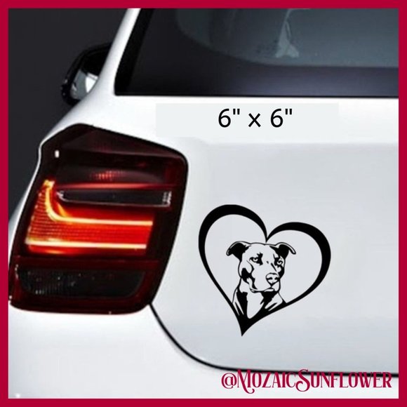 American Staffordshire American Pitbull Terrier Heart Vinyl Decal Black NWT - Picture 3 of 4